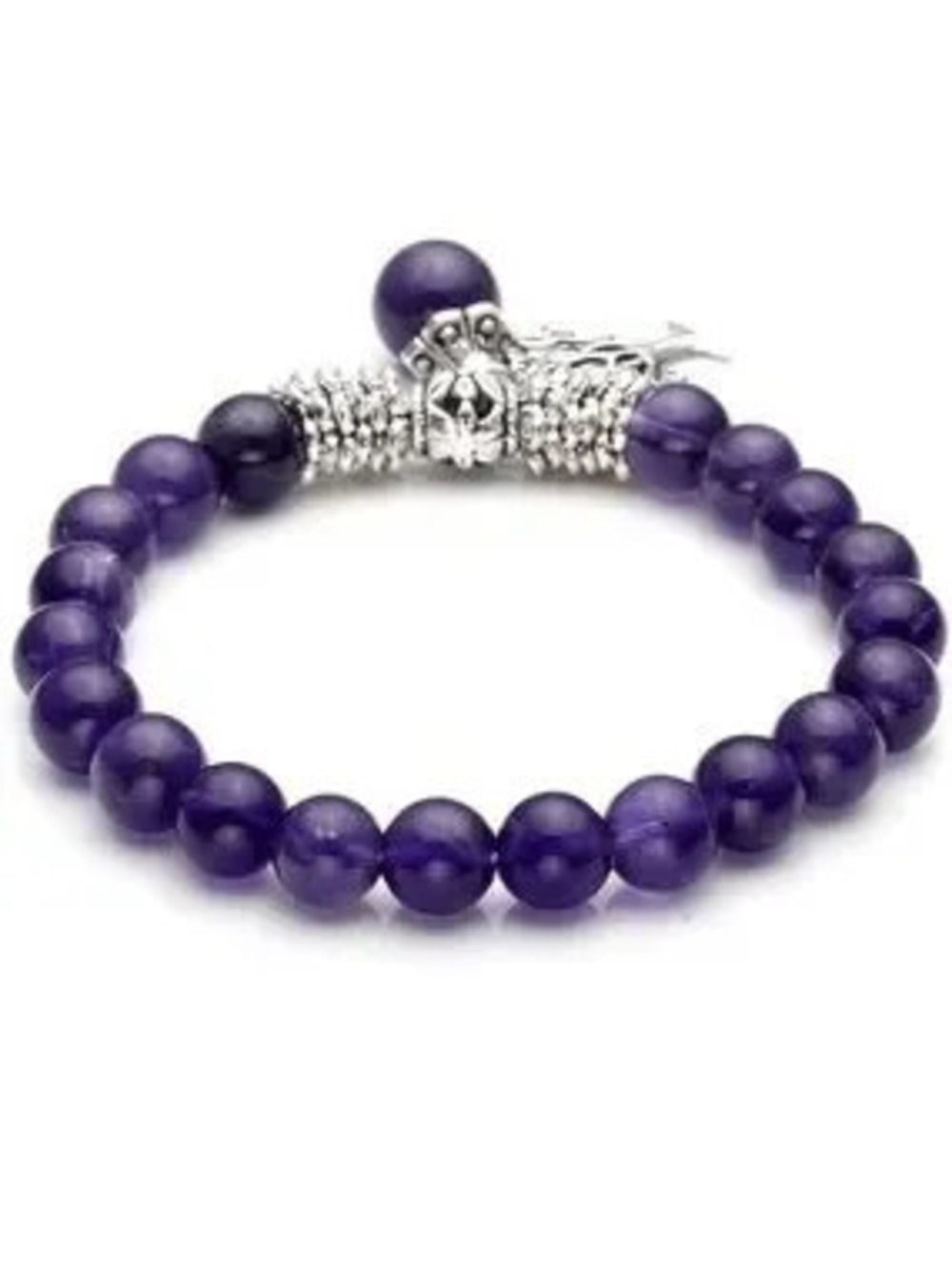 New Anthropologie Purple Beaded Stretch Bracelet with Tree Charm